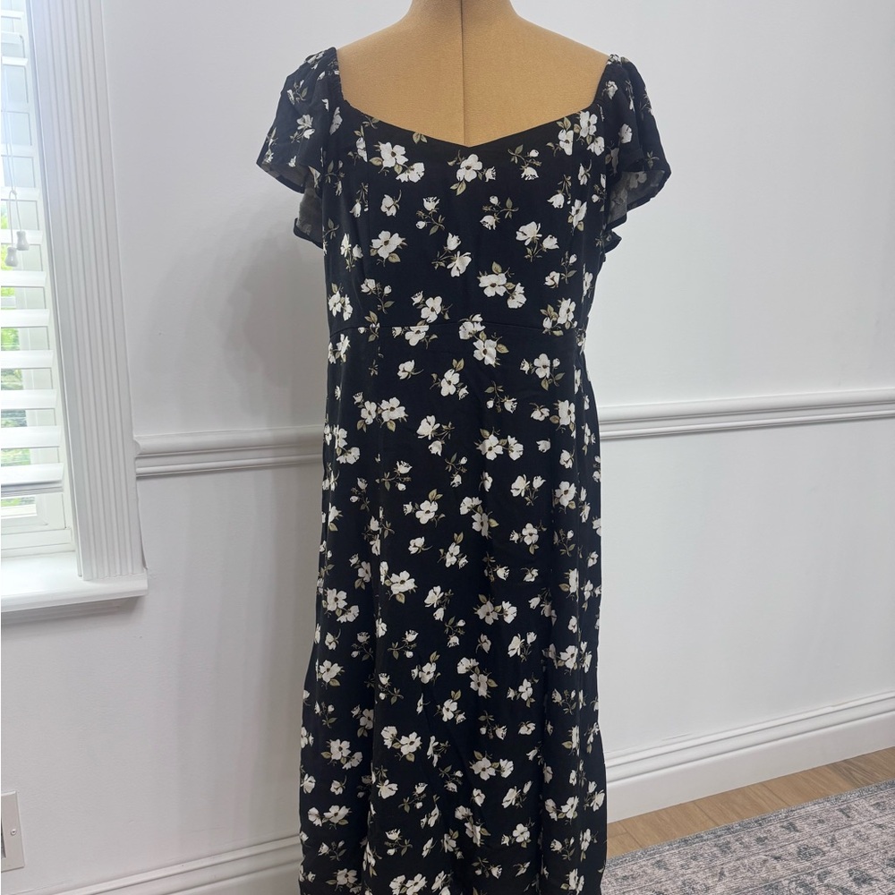 Old Navy Black Floral Midi Dress